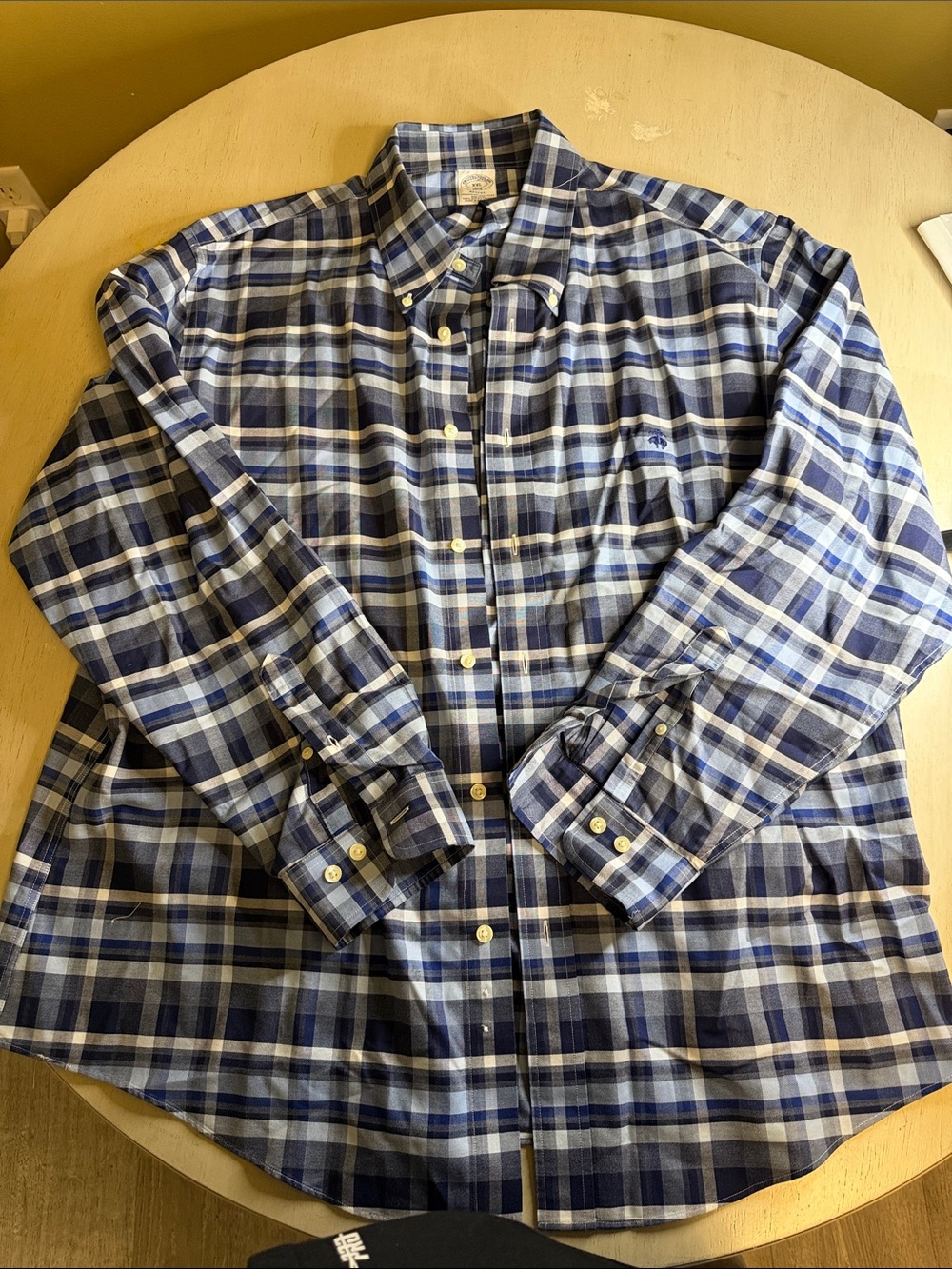 Brooks Brothers Regent Blue and White Plaid Button-Down Shirt